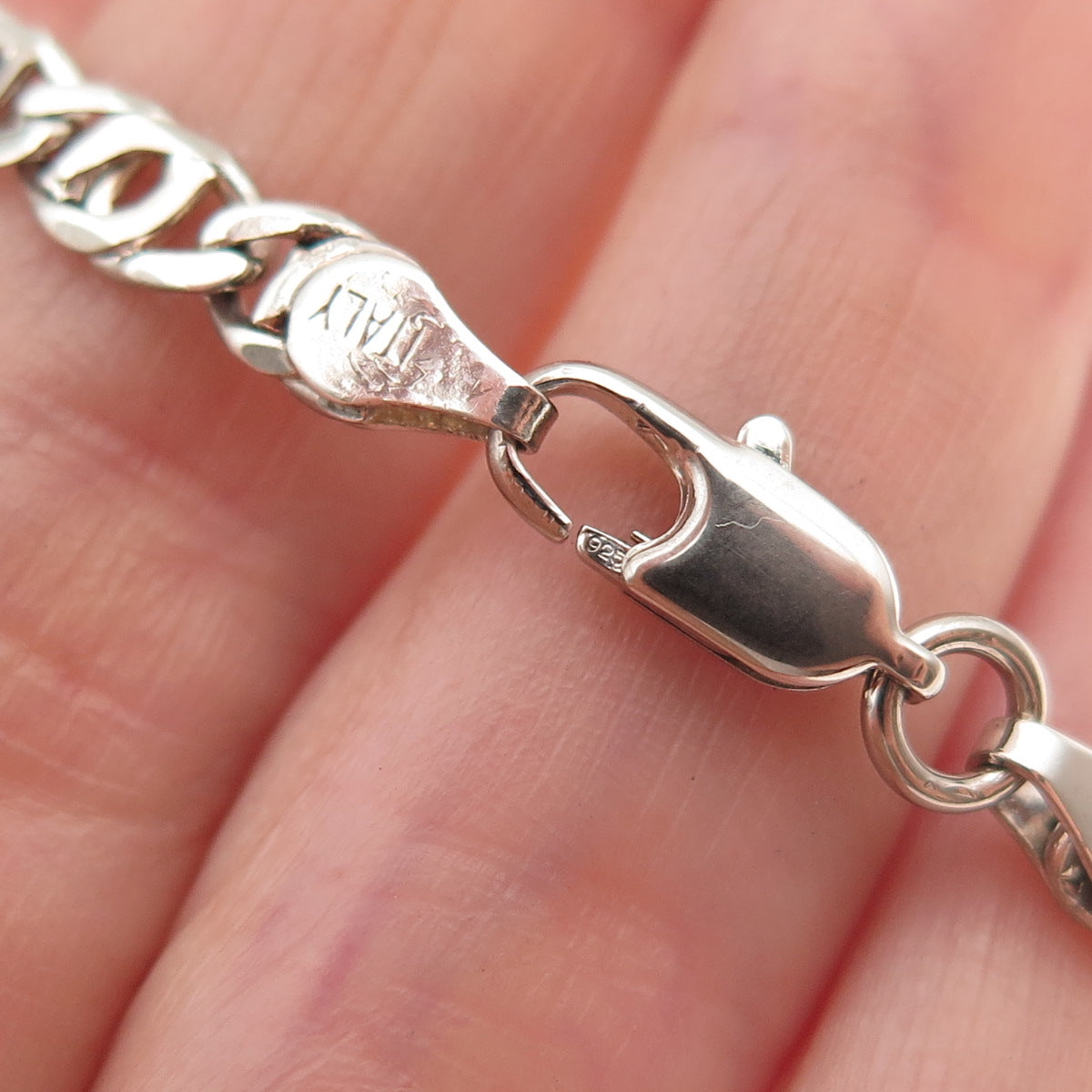 925 Sterling Silver Vintage Italy Flat Anchor Mariner Link Bracelet 6"