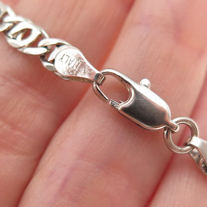 925 Sterling Silver Vintage Italy Flat Anchor Mariner Link Bracelet 6"
