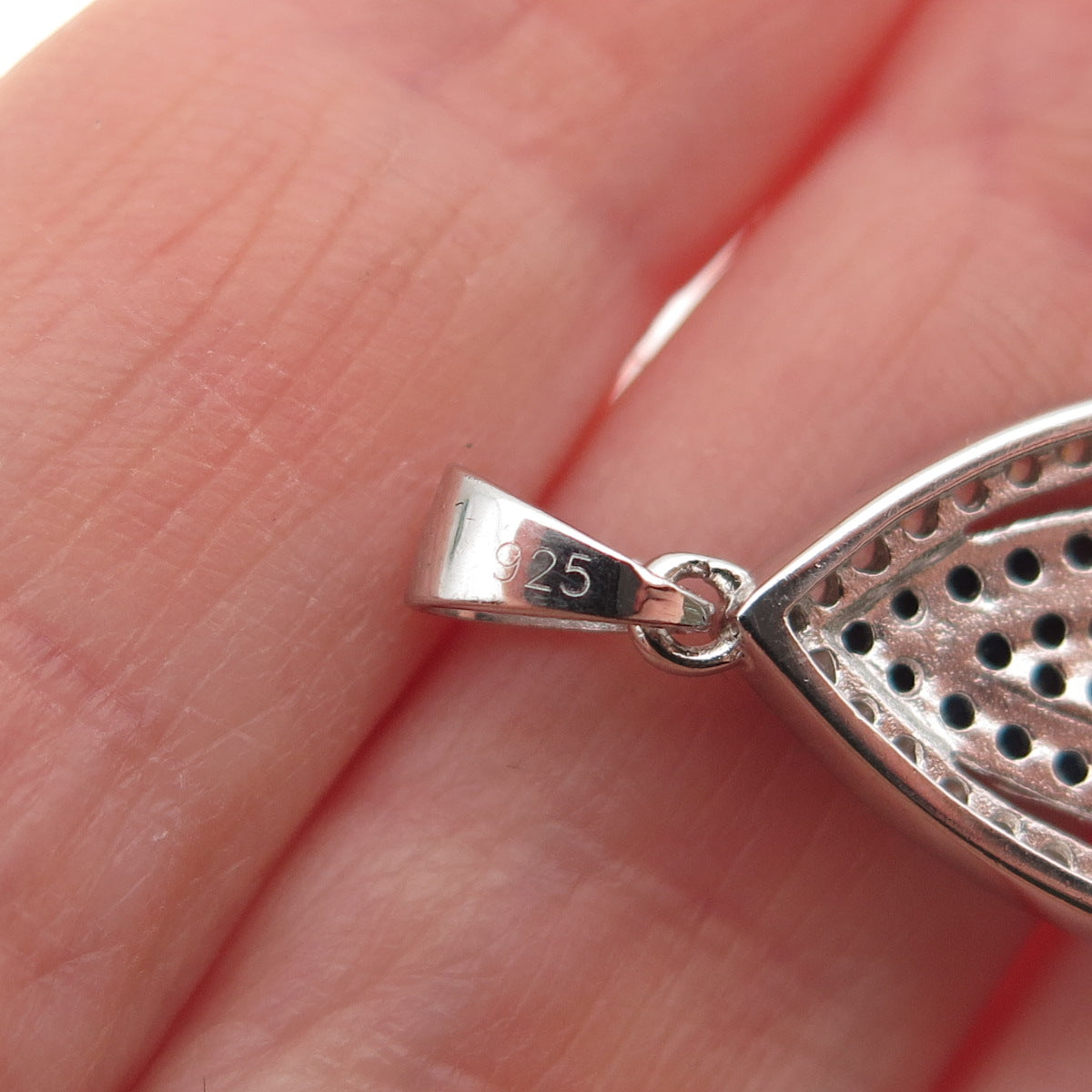 925 Sterling Silver Round-Cut Blue & White C Z Charm Pendant