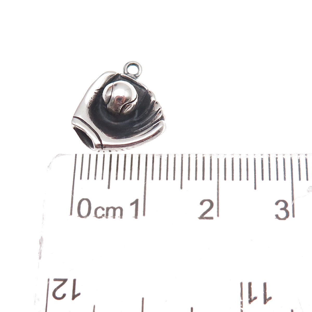 Jezlaine 925 Sterling Silver Vintage Baseball Glove Oxidized 3D Charm Pendant