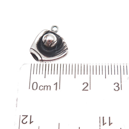 Jezlaine 925 Sterling Silver Vintage Baseball Glove Oxidized 3D Charm Pendant