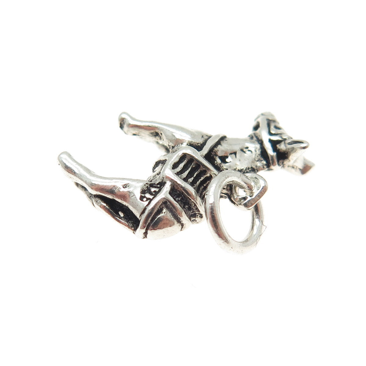 925 Sterling Silver Vintage Ponny Oxidized Minimalist 3D Charm Pendant