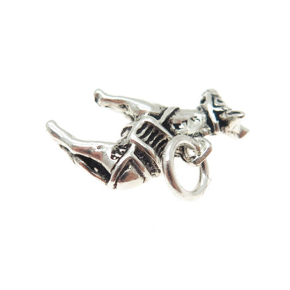 925 Sterling Silver Vintage Ponny Oxidized Minimalist 3D Charm Pendant