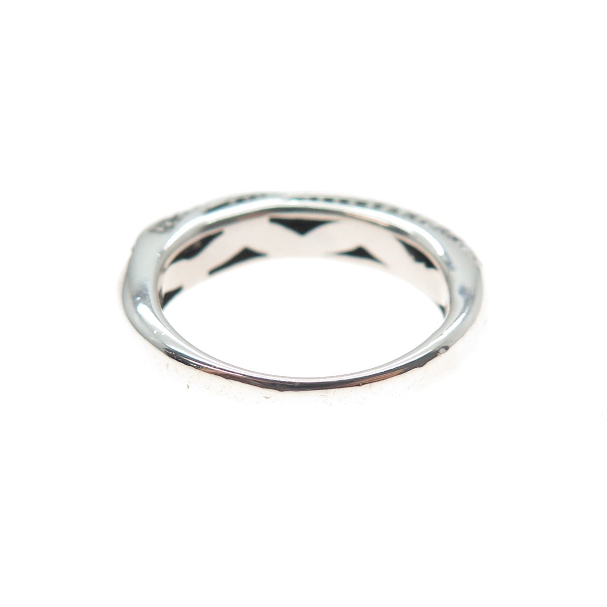 JANE SEYMOUR 925 Sterling Silver Real Blue & White Diamond Ring Size 5.25