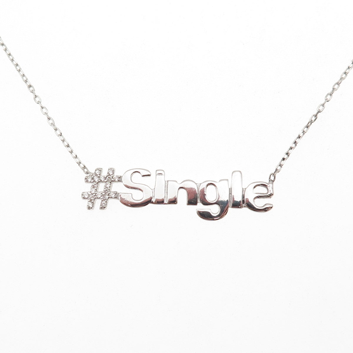 925 Sterling Silver Round-Cut C Z #Single Cable Chain Necklace 16-18"