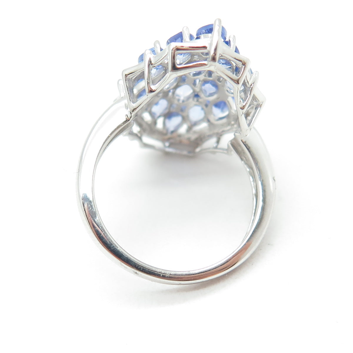 DSMK 925 Sterling Silver Marquise-Cut Tanzanite Gem Statement Ring Size 7.25