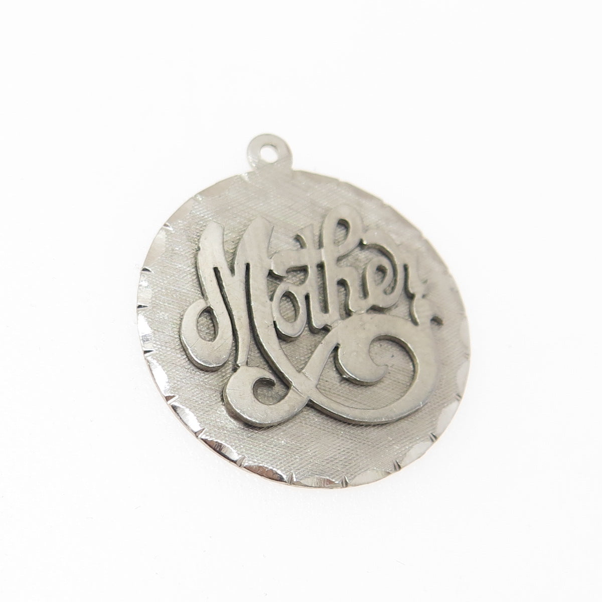 CROWN 925 Sterling Silver Vintage "Mother" Textured Round Pendant