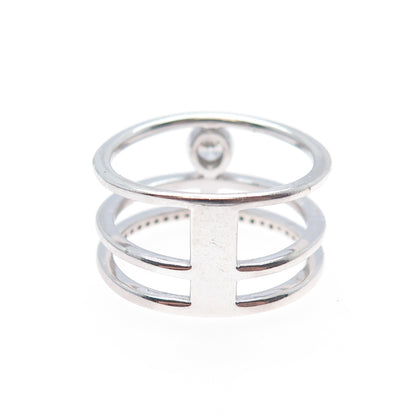 925 Sterling Silver Round-Cut C Z 3-Row Ring Size 8.25
