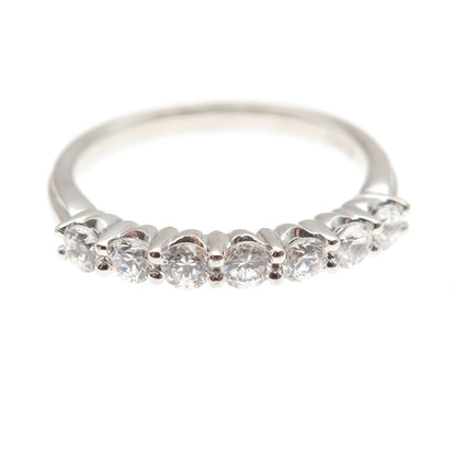 925 Sterling Silver Round-Cut C Z Half Eternity Band Ring Size 6.75