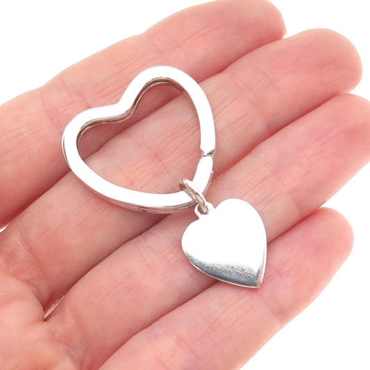 TIFFANY & CO. 925 Sterling Silver Vintage Heart Key Fob Ring Holder