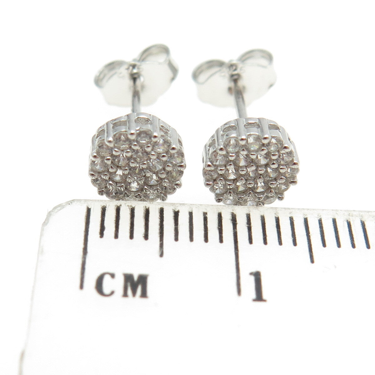 925 Sterling Silver Round-Cut C Z Sparkling Stud Earrings