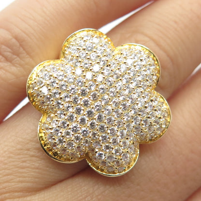 925 Sterling Silver Gold Plated Pave C Z Wide Ring Size 7.25