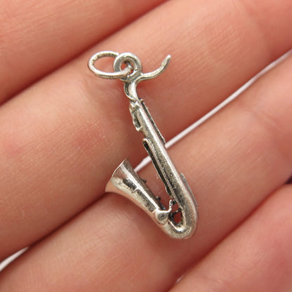925 Sterling Silver Vintage Cellini Saxophone Music Pendant