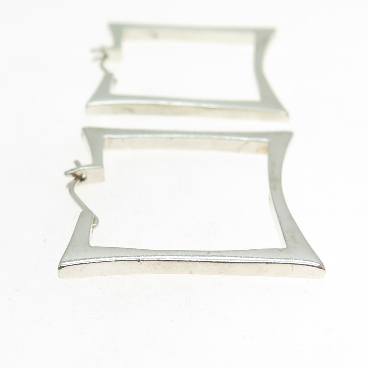 925 Sterling Silver Vintage Hinged Square Earrings