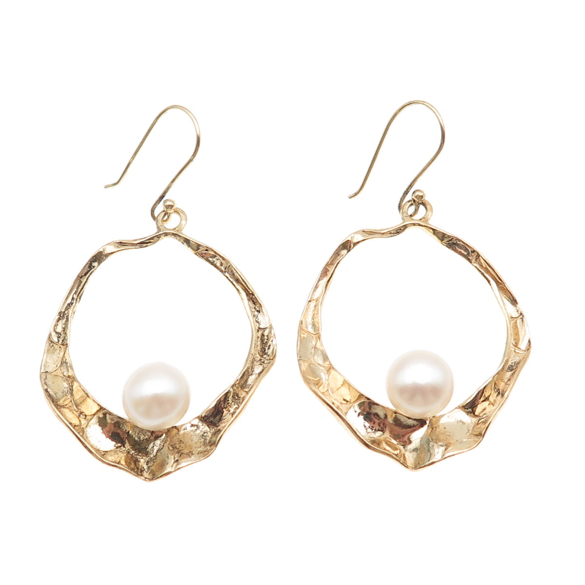 LIRM Sterling Silver Gold Plated Vintage Israel Real Pearl Modernist Earrings