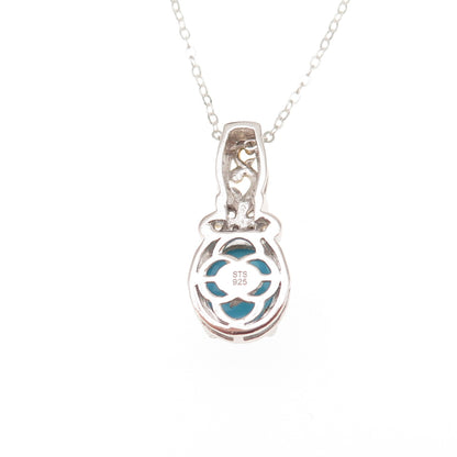 Chuck Clemency 925 Sterling Silver 2-Tone Real Turquoise Butterfly Necklace 20"