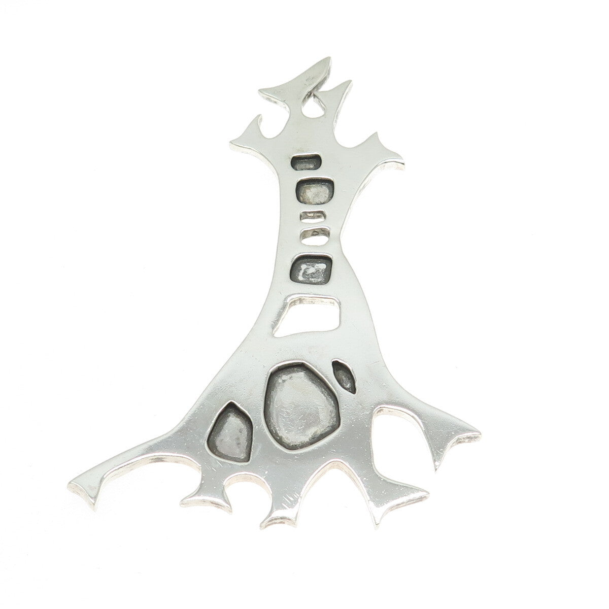 925 Sterling Silver Vintage Abstract Modernist Large Pendant