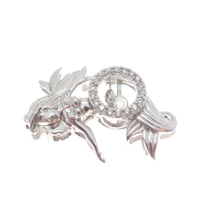 925 Sterling Silver Round-Cut C Z Ariel Mermaid Minimalist Charm Slide Pendant