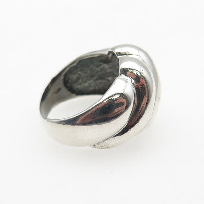 925 Sterling Silver Vintage Modernist Ribbed Oxidized Ring Size 6.5