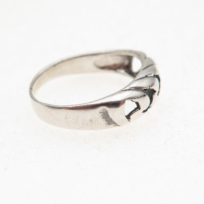 925 Sterling Silver Vintage Modernist Wavy Oxidized Ring Size 5.75