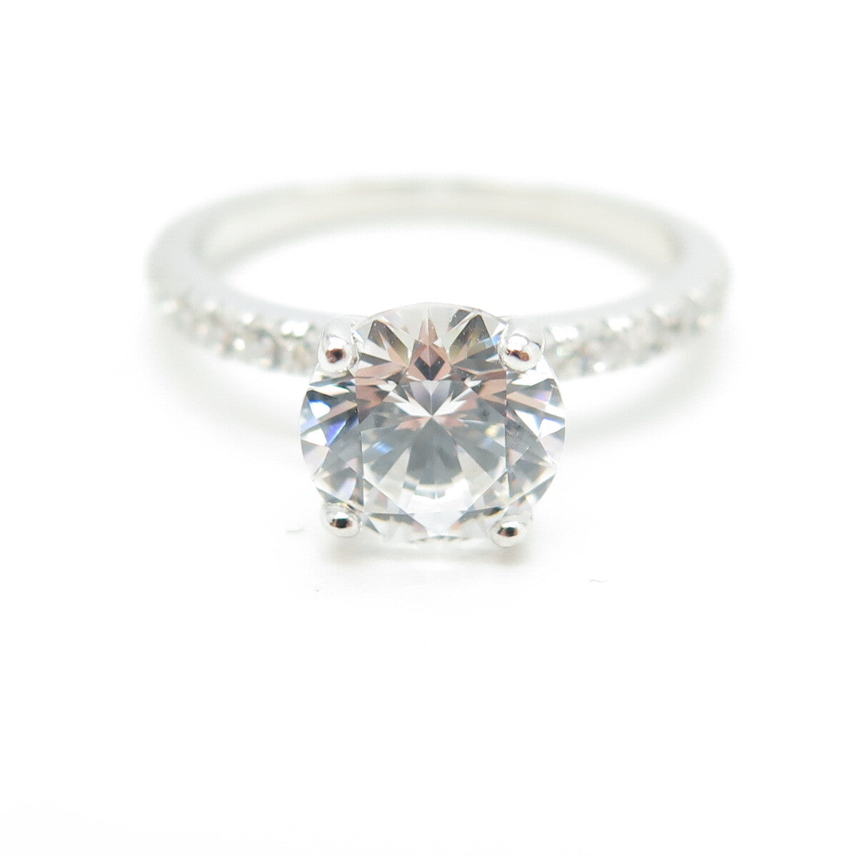 HAN 925 Sterling Silver Round-Cut Shaped C Z Engagement Ring Size 7