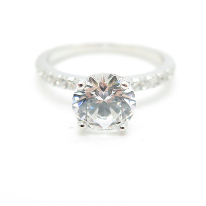 HAN 925 Sterling Silver Round-Cut Shaped C Z Engagement Ring Size 7