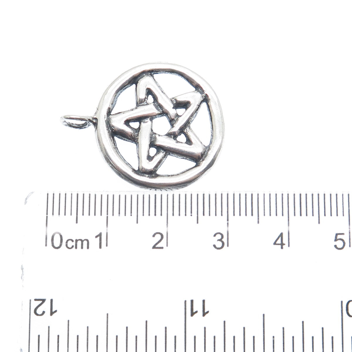 925 Sterling Silver Vintage Pentagram Oxidized Charm Pendant
