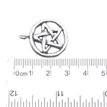 925 Sterling Silver Vintage Pentagram Oxidized Charm Pendant