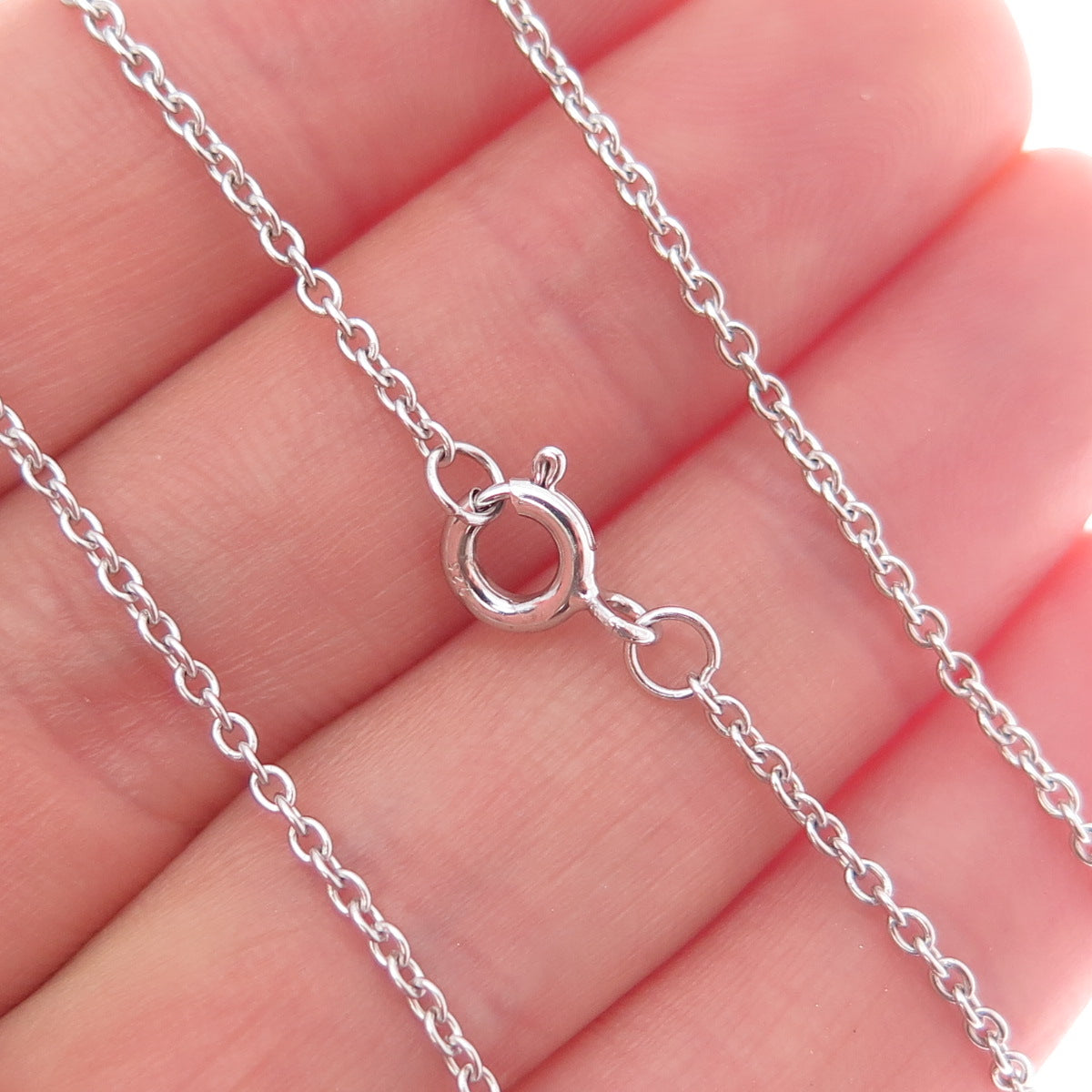 925 Sterling Silver Round-Cut C Z Heart Cable Chain Necklace 18"