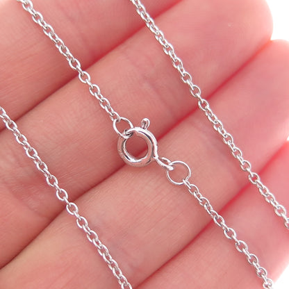925 Sterling Silver Round-Cut C Z Heart Cable Chain Necklace 18"