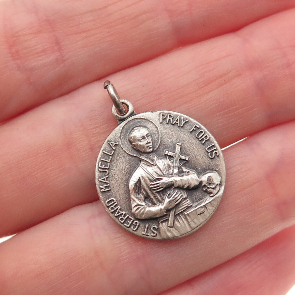 925 Sterling Silver Filled Vintage Saint Gerard Majella Medal Mini Charm Pendant