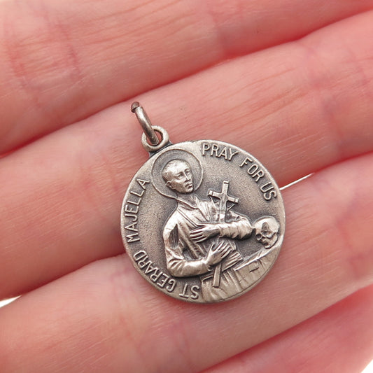 925 Sterling Silver Filled Vintage Saint Gerard Majella Medal Mini Charm Pendant