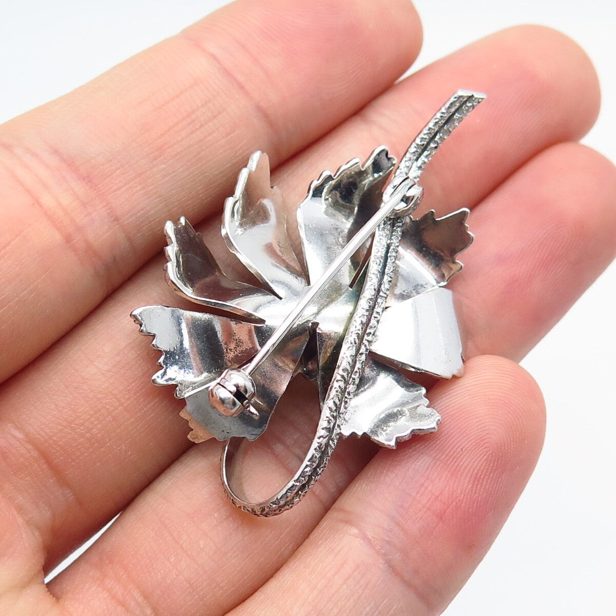 925 Sterling Silver Vintage Kollmar & Jourdan Floral Pin Brooch