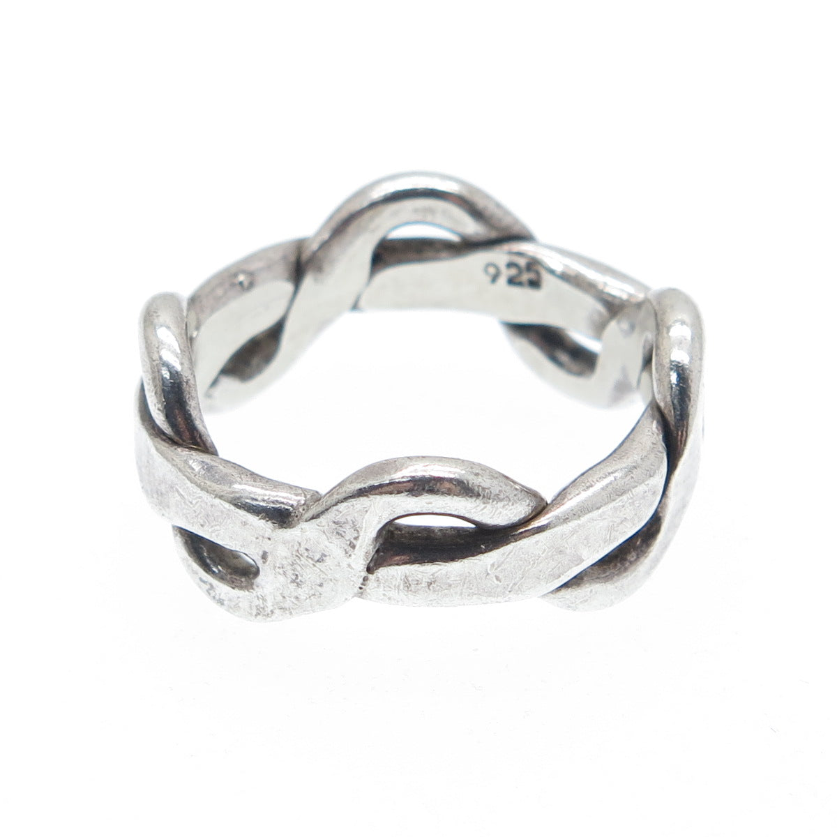 925 Sterling Silver Vintage Infinity Band Oxidized Ring Size 8