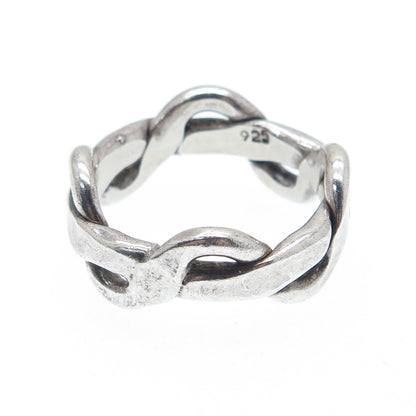 925 Sterling Silver Vintage Infinity Band Oxidized Ring Size 8