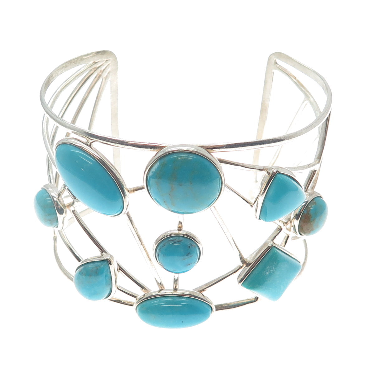 JAY KING DESERT ROSE Sterling Vintage Tyrone Turquoise Adjustable Bracelet 7"