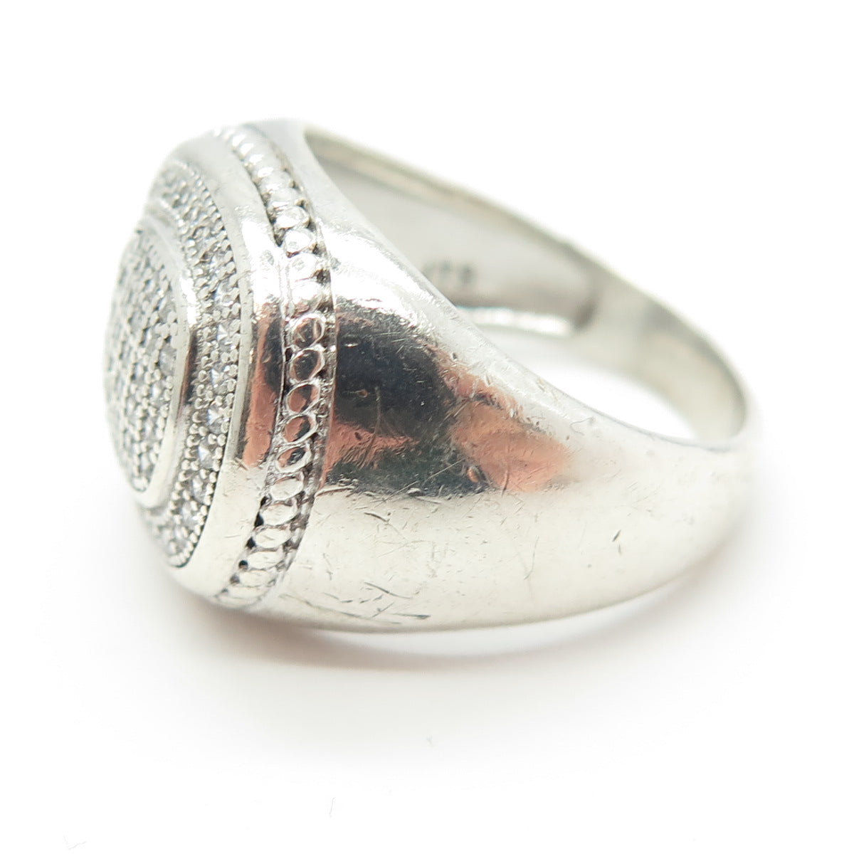 925 Sterling Silver Pave C Z Ring Size 10.25