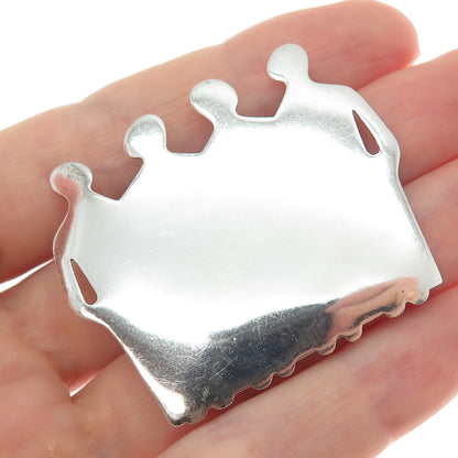 925 Sterling Silver Vintage Modernist Women's Power Pin Brooch