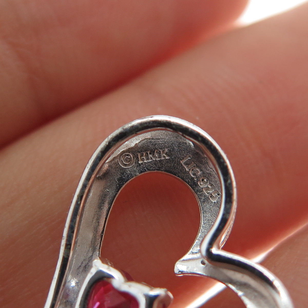 925 Sterling Silver Lab-Created Ruby Heart Mini Slide Charm Pendant