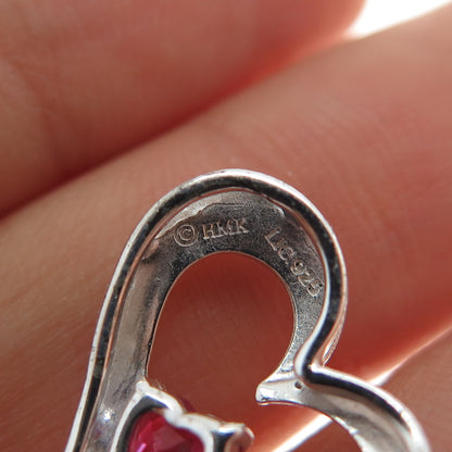 925 Sterling Silver Lab-Created Ruby Heart Mini Slide Charm Pendant