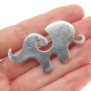 925 Sterling Silver Vintage Mexico Modernist Elephant Pin Brooch