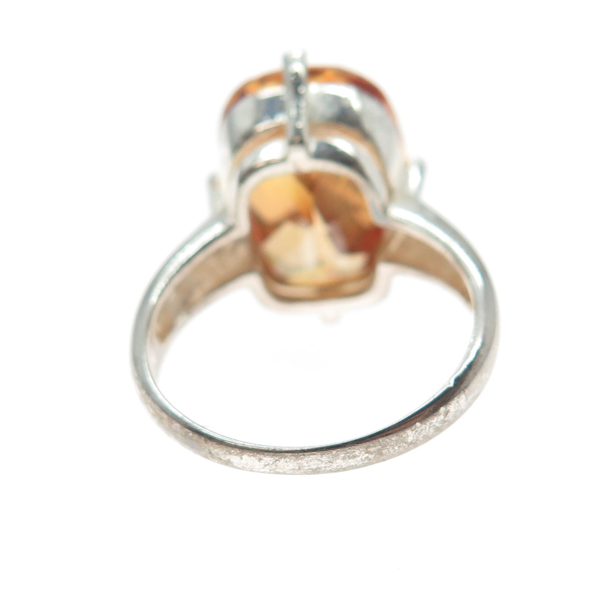 925 Sterling Silver Vintage Cushion Oval-Cut Cognac C Z Ring Size 9.25