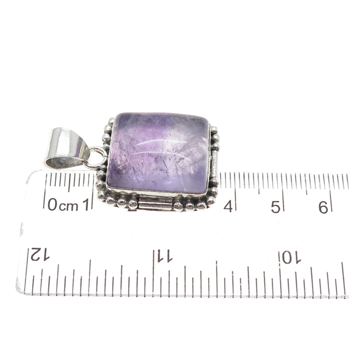 925 Sterling Silver Vintage Real Amethyst Beaded Charm Pendant
