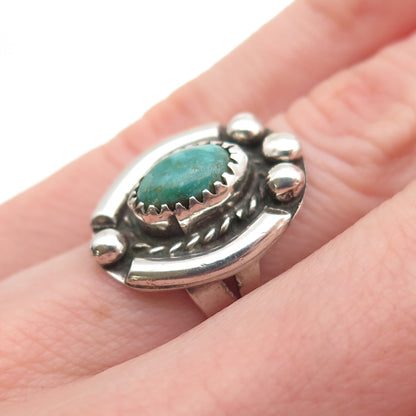Old Pawn Sterling Silver Vintage Southwestern Kingman Turquoise Ring Size 4.5
