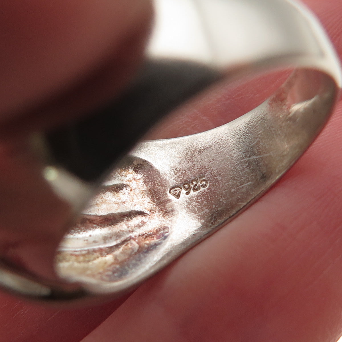 925 Sterling Silver Vintage Modernist Wing Oxidized Ring Size 9