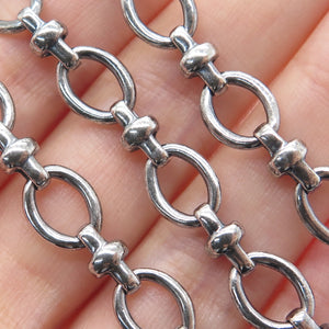 MICHELLE ALBALA Sterling Silver Vintage Oxidized Oval Cross Chain Necklace 18"