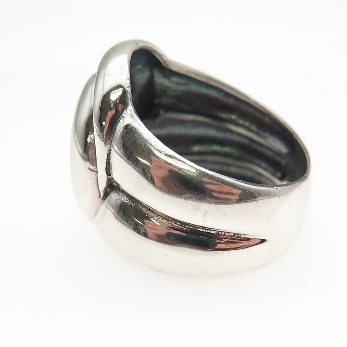 925 Sterling Silver Vintage Modernist Oxidized Ring Size 8