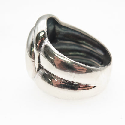 925 Sterling Silver Vintage Modernist Oxidized Ring Size 8