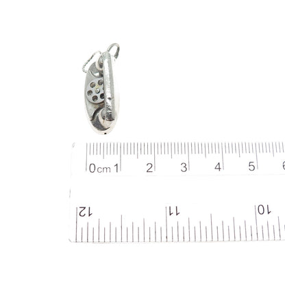 925 Sterling Silver Antique Art Deco I Love You Rotary Telephone Charm Pendant
