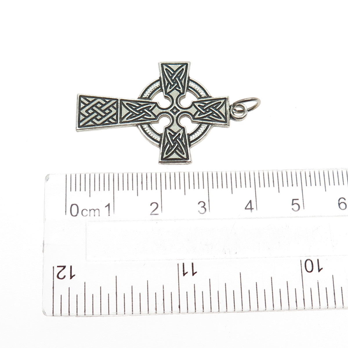 CHAPEL 925 Sterling Silver Vintage Celtic Cross Oxidized Charm Pendant